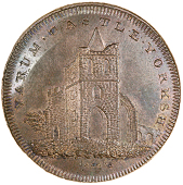 Yarm, Skidmore’s Globe series, Penny, remains of Yarm Castle, rev. globe, edge lettered, 24.37g/11h (DH Middlesex...