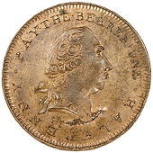 County series, Benjamin Smith & Co, Skidmore’s Halfpenny, 1798, bust of George III right, rev. bs & co cypher,...