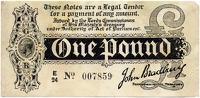 One Pound, August 1914, E/24 007859 (Dugg. T3-3). Edge nicks and missing a corner tip at top right, slightly...