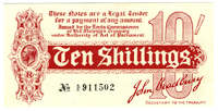 Ten Shillings, August 1914, A/2 911502 (Dugg. T9). About extremely fine (£350-400)