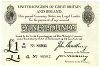 One Pound (2), both 1914-16, G/64 86903-4 (Dugg. T11-1) [2]. Good extremely fine, an unusual pair (£400-500)