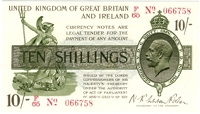 Ten Shillings, 1919-22, F/65 066758 (Dugg. T26). Good extremely fine (£120-150)


