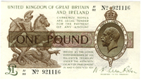 One Pound, 1923-7, A1/82 921116 (Dugg. T31). Good extremely fine (£60-80)












