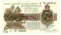 One Pound, 1927-8, U1/93 695629 (Dugg. T34). Good extremely fine (£80-100)
