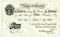 Five Pounds, 7 August 1942, C/292 22914 (Dugg. B241). Good very fine to extremely fine, scarce (£120-150)
