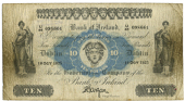 Bank of Ireland, Ten Pounds, 10 October 1925, U/46 098661, signature of J.A. Gargan, chief cashier (Pick A41). Some...