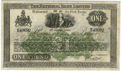 The National Bank Ltd, One Pound, 1 April 1920, K 49692, small format with names of branches across middle,...
