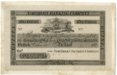 Northern Banking Company, One Guinea, 182–, uniface black on white proof on light card by Perkins & Heath,...