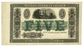 Ulster Bank Ltd, Five Pounds, uniface proof, green five and underlay across centre. Good extremely fine (£250-300)
