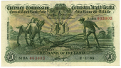 The Bank of Ireland, One Pound, 2 January 1935, 51BA 003003, ploughman, Brennan-Gargan signatures (MacDevitt E-001;...