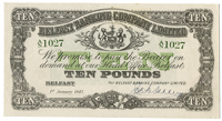 Belfast Banking Company Ltd, Ten Pounds, 1 January 1943, A/N 1027, handsigned by J. McFadden (Pick 128b). About...