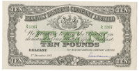 Belfast Banking Company Ltd, Ten Pounds, 3 December 1963, A/N 5267, handsigned by E. Williamson (Pick 128d). Good...
