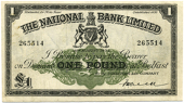 The National Bank Ltd, One Pound, 15 August 1932, 265514, signed by F.H. Green (Pick 151). Pressed, good fine to...