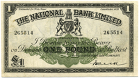 The National Bank Ltd, One Pound, 15 August 1932, 265514, signed by F.H. Green (Pick 151). Pressed, good fine to...