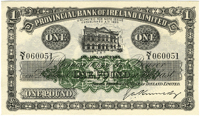 Provincial Bank of Ireland Ltd, One Pound, 1 January 1946, N/I 060051, signature of G.A. Kennedy (Pick 235b). Good...