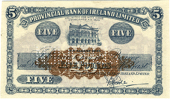 Provincial Bank of Ireland Ltd, Five Pounds, 5 August 1935, unissued, perforated specimen, signed by F.S. Forde...