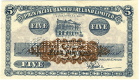 Provincial Bank of Ireland Ltd, Five Pounds, 5 August 1935, unissued, perforated specimen, signed by F.S. Forde...