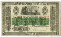 Ulster Bank Ltd, Five Pounds, 1 January 1936, 325044, signed by C.W. Lester (Pick 313). Very fine (£100-120)
