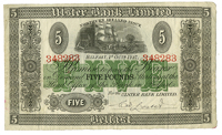 Ulster Bank Ltd, Five Pounds, 1 October 1937, 348283, signed by C.W. Lester (Pick 313). Good very fine (£120-150)