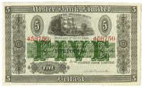 Ulster Bank Ltd, Five Pounds, 1 October 1940, 458750, signed by A.E. Todd (Pick 316a). Good extremely fine to about...
