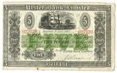 Ulster Bank Ltd, Five Pounds, 1 January 1942, 627676, signed by C.B. Larmour (Pick 316a). A few spots and a small...