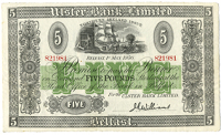 Ulster Bank Ltd, Five Pounds, 1 May 1956, 821981, printed signature of J.R. Williams (Pick 316b). Good very fine to...