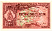 Netherlands Trading Society, Fifty Dollars, 1 January 1922, both sides, front in reddish brown, warrior at left;...