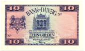 Bank von Danzig, Ten Gulden, 10 February 1924, both sides, front in dark blue, Artushof at upper centre; back in...