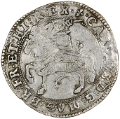 Charles I (1625-1649), Halfcrown, Gp I, mm. lis, horse with decorated housing, no ground line, rev. square-topped...