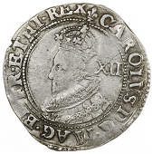 Charles I (1625-1649), Shilling, Gp A, mm. lis, crowned bust in ruff and state robes, crown with both arches...