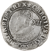 Charles I (1625-1649), Shilling, Gp A, mm. cross on steps (over lis on obv.), 6.02g/1h (Sharp A2/1; cf. SCBI Brooker...