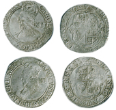 Charles I (1625-1649), Shillings (2), both Gp D, mm. harp, one with large bust, 5.98g/9h, 5.86g/10h (Sharp D2/1,...