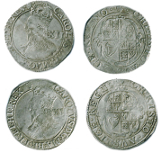 Charles I (1625-1649), Shillings (2), both Gp D, mm. harp, one with large bust, 5.98g/9h, 5.86g/10h (Sharp D2/1,...