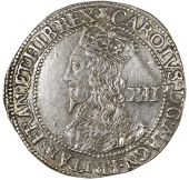 Charles I (1625-1649), Charles I, Third coinage, Falconer’s second issue with f, Twelve Shillings, mm. thistle,...