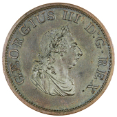George III (1760-1820), Proof Halfpenny, 1805, in copper, edge grained, 8.67g/6h (S 6621; DF 597). Practically as...