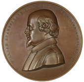 London, City of London School, Beaufoy Shakespearian Prize (Founded 1851), a copper award medal by B. Wyon, bust of...