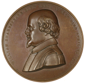 London, City of London School, Beaufoy Shakespearian Prize (Founded 1851), a copper award medal by B. Wyon, bust of...