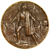 USA, Columbian Exposition, Chicago, 1893, a bronze award medal by C.E. Barber, figure of Christopher Columbus...