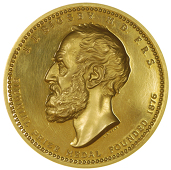 Geological Society of London, Bigsby Medal, 1876, a gold award by J.S. and A.B. Wyon, bust of John Bigsby left, rev....