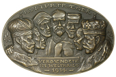 Kulturträger, die Verbündeten im Weltkrieg [The Carrier of Culture], 1914, oval cast bronze, heads of seven allied...