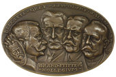 Brandstifter Kollegium, der Lügenfeldzug der Entente [Campaign of Lies by the Quadruple Alliance], 1914, oval cast...