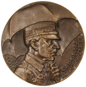 Sisyphos am Isonzo [General Cadorna and the Battle Losses at the Isonzo River], 1916, cast bronze, helmeted bust...
