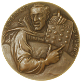 Wilsons Botschaft, Die 14 Punkte [America’s Peace Terms, the 14 Points], 1918, cast bronze, half-length figure of...