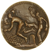 Novembersturm [The Storms of November], 1918, cast bronze, naval rating kicking Kaiser across a border marker into a...