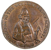 Exeter, Samuel Kingdon, Westwood’s Farthing, 1792, three-quarter figure of Bishop Blaize right dividing date, rev....
