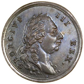 Plymouth, Visit of George III, 1789, a silver medalet by J. Davies, laureate bust right, rev. arms, edge plain,...