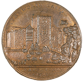 Tamworth, John Harding, Penny, 1799, castle and trees, rev. Town Hall, edge penny token payable at the house of iohn...