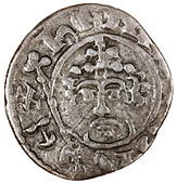 London, Alain, alain · on ·  lvnd, two vertical lines below pearls, double half moon e in rex, x of unusual form,...