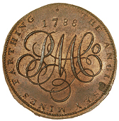 Trysclwyn, Parys Mine Co, Skidmore’s mule Farthings (2), pm co cypher, revs. Pandora’s breeches, 4.42g/8h (DH...