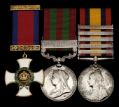 The Boer War D.S.O. group of three awarded to Major E. S. E. Harrison, 11th Hussars, Intelligence Officer and...